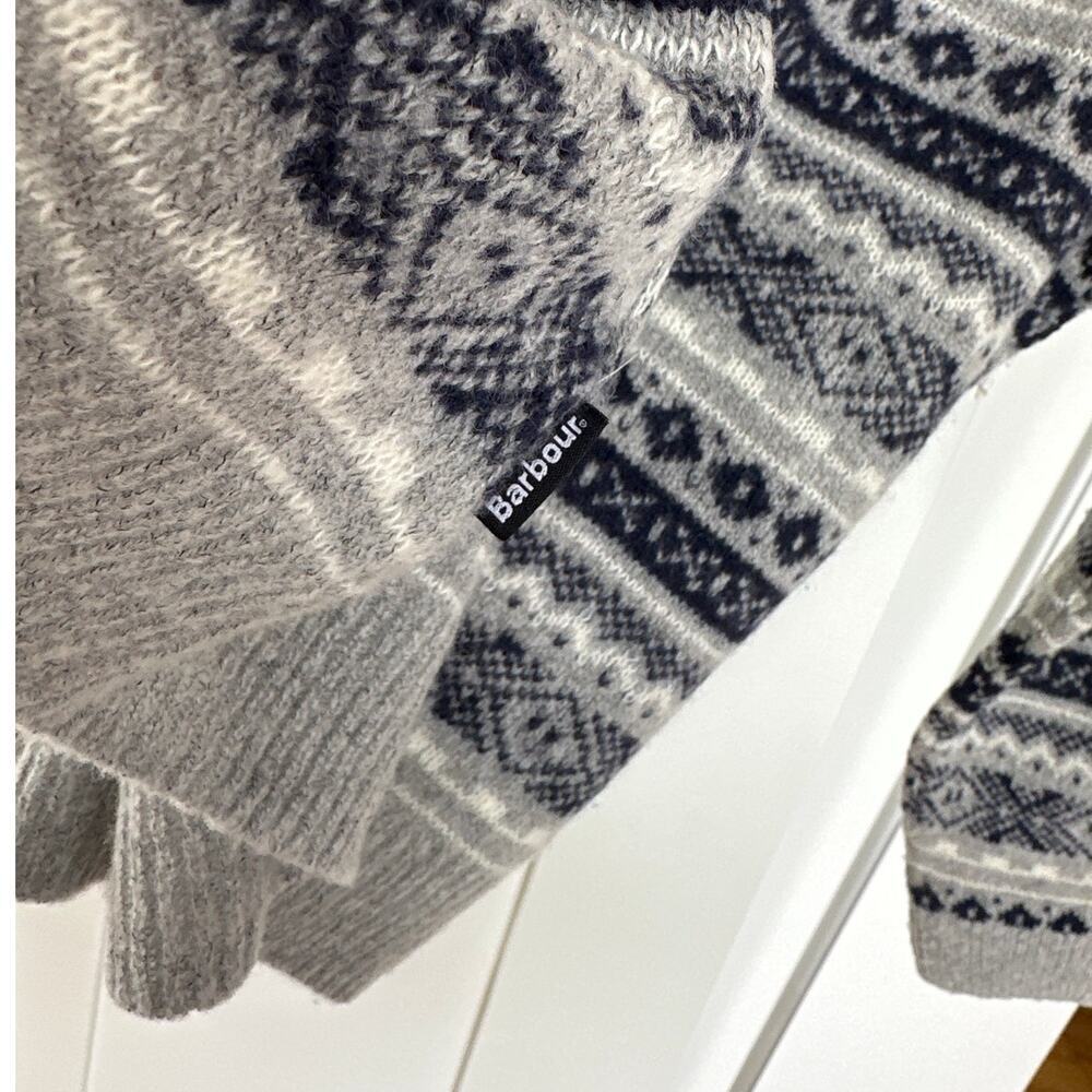 Barbour Women's Audrey Navy/Gray Fair Isle Boat Neck Sweater, Size 6, Like New - Picture 5 of 5